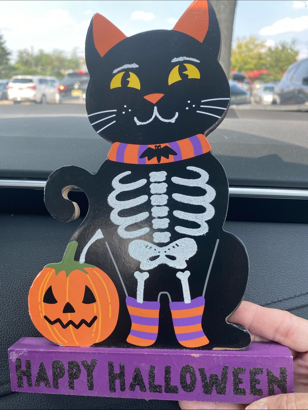 Black Cat Skeleton Halloween Tabletop Decor